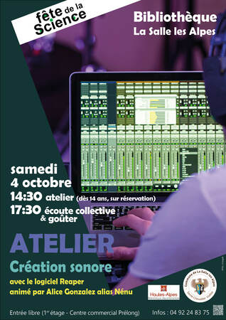 Visuel Atelier Création Sonore 4 Octobre 2025